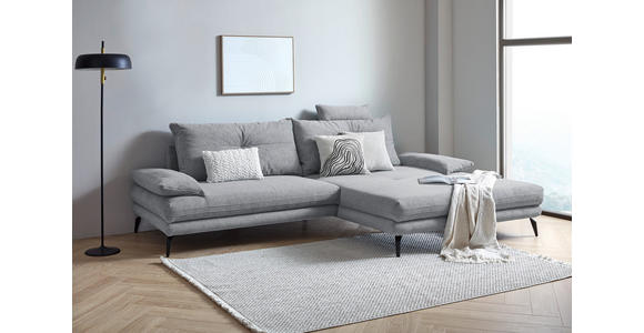 ECKSOFA in Flachgewebe Dunkelgrau  - Dunkelgrau/Schwarz, KONVENTIONELL, Textil/Metall (294/176cm) - Carryhome