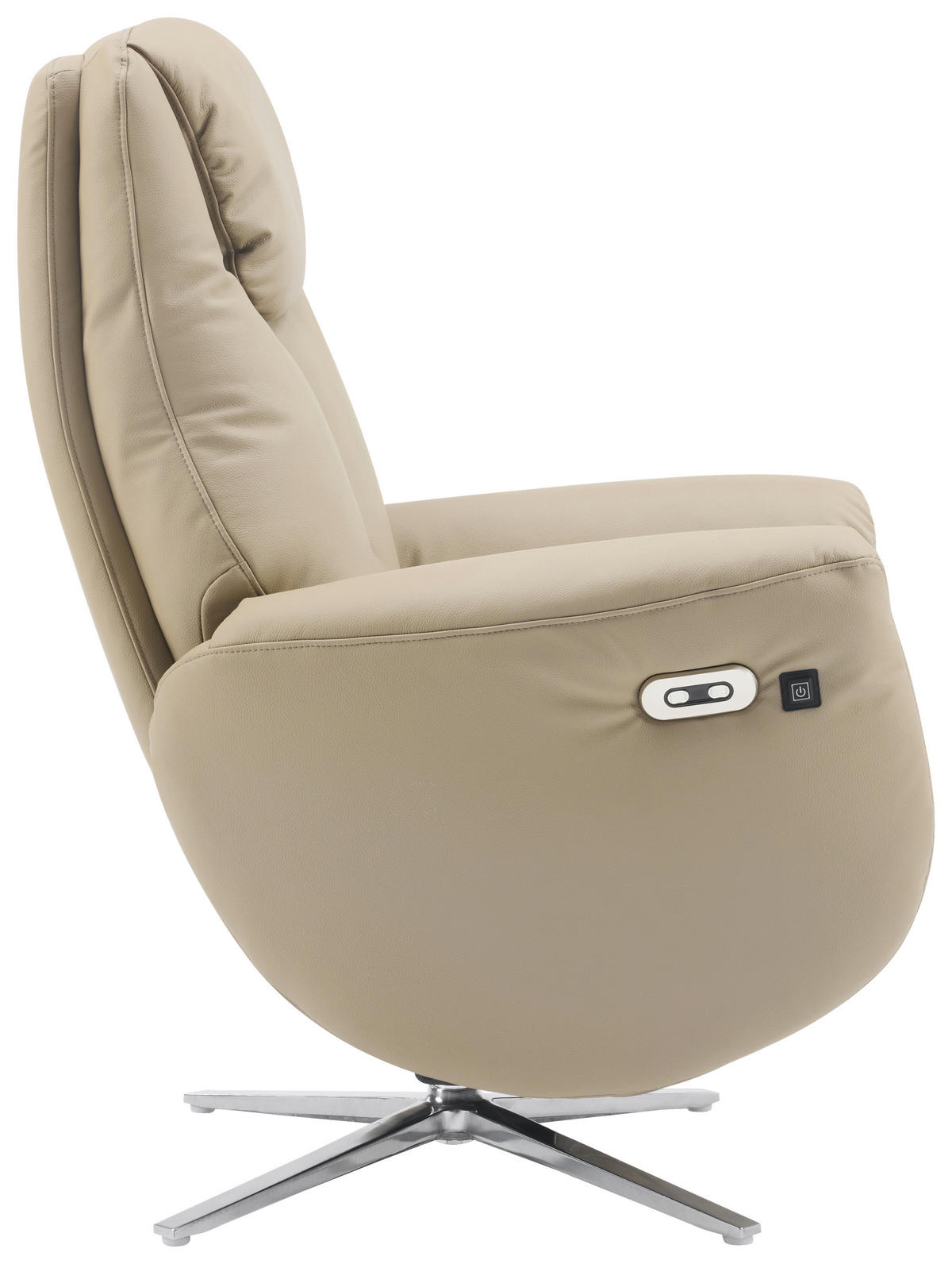 MASSAGESESSEL Echtleder Lederlook Taupe    - Taupe/Chromfarben, Design, Leder/Textil (79/110/85cm) - Livetastic
