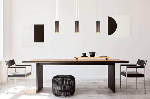 HÄNGLAMPA 10/150 cm  - svart/guldfärgad, Design, metall (10/150cm) - Globo