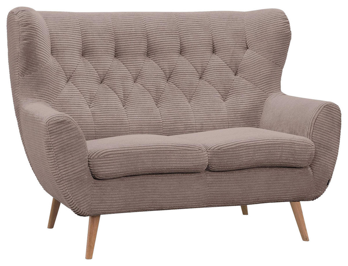 2-SITZER-SOFA Cord Braun  - Eichefarben/Braun, Design, Holz/Textil (137/101/95cm) - Stylife