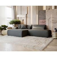 ECKSOFA REVE in Chenille Grau  160/284 cm  - Schwarz/Grau, Design, Kunststoff/Textil (160/284cm) - Livetastic