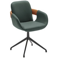 ARMLEHNSTUHL  Lederauswahl, Stoffauswahl, Typenauswahl, Sitzfläche 360° drehbar  Echtleder  - Dunkelgrün/Eichefarben, Natur, Leder/Holz (60/86/60cm) - Valnatura