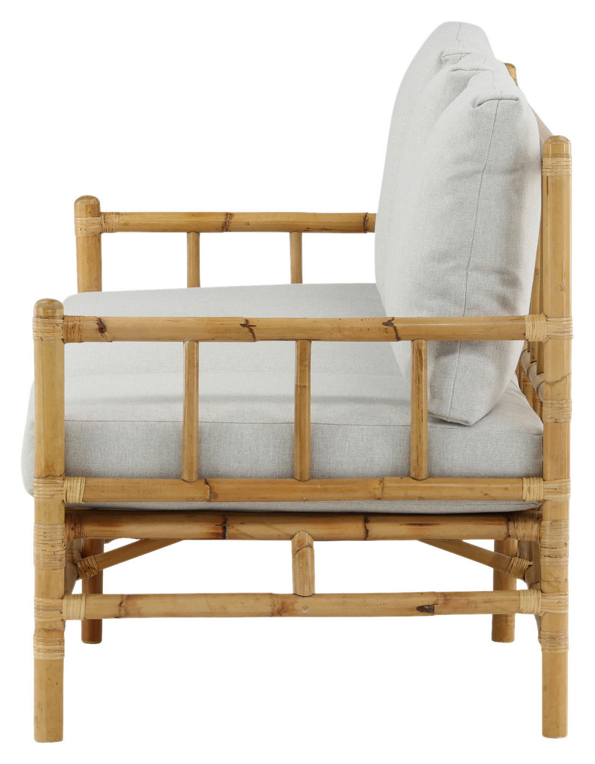 LOUNGESOFA 180/88/77 cm Bambus, Rattan  - Hellbraun/Creme, KONVENTIONELL, Holz/Textil (180/88/77cm) - Gardenson