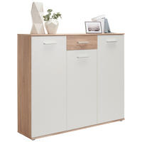 BOTNÍK, bílá, Sonoma dub, 136/118/36 cm - bílá/barvy stříbra, Design, kompozitní dřevo/plast (136/118/36cm) - Carryhome