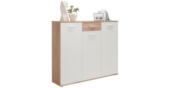 SCHUHSCHRANK 136/118/36 cm - Silberfarben/Weiß, Design, Holzwerkstoff/Kunststoff (136/118/36cm) - Carryhome
