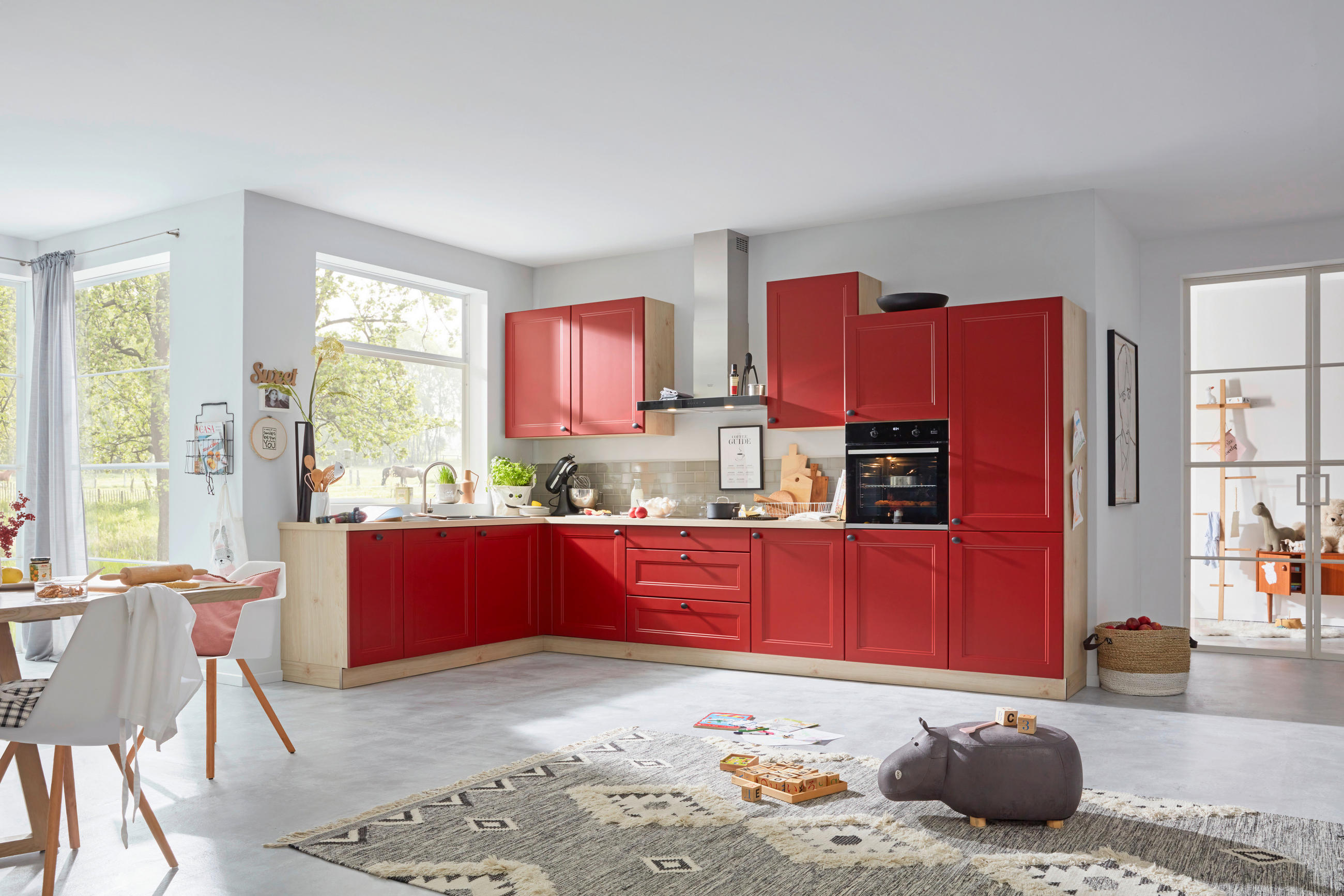 EINBAUKÜCHE WINDSOR LACK  - Rot, Design, Holzwerkstoff - Nolte Küchen