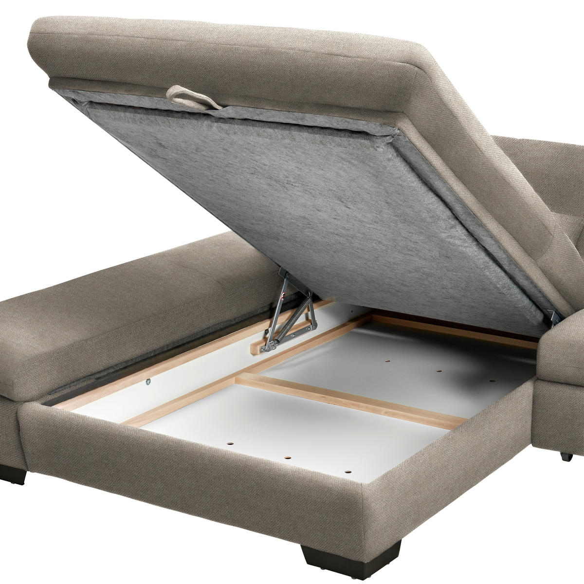 ECKSOFA Flachgewebe Greige  - Greige/Schwarz, Design, Textil/Metall (341/204cm) - Xora