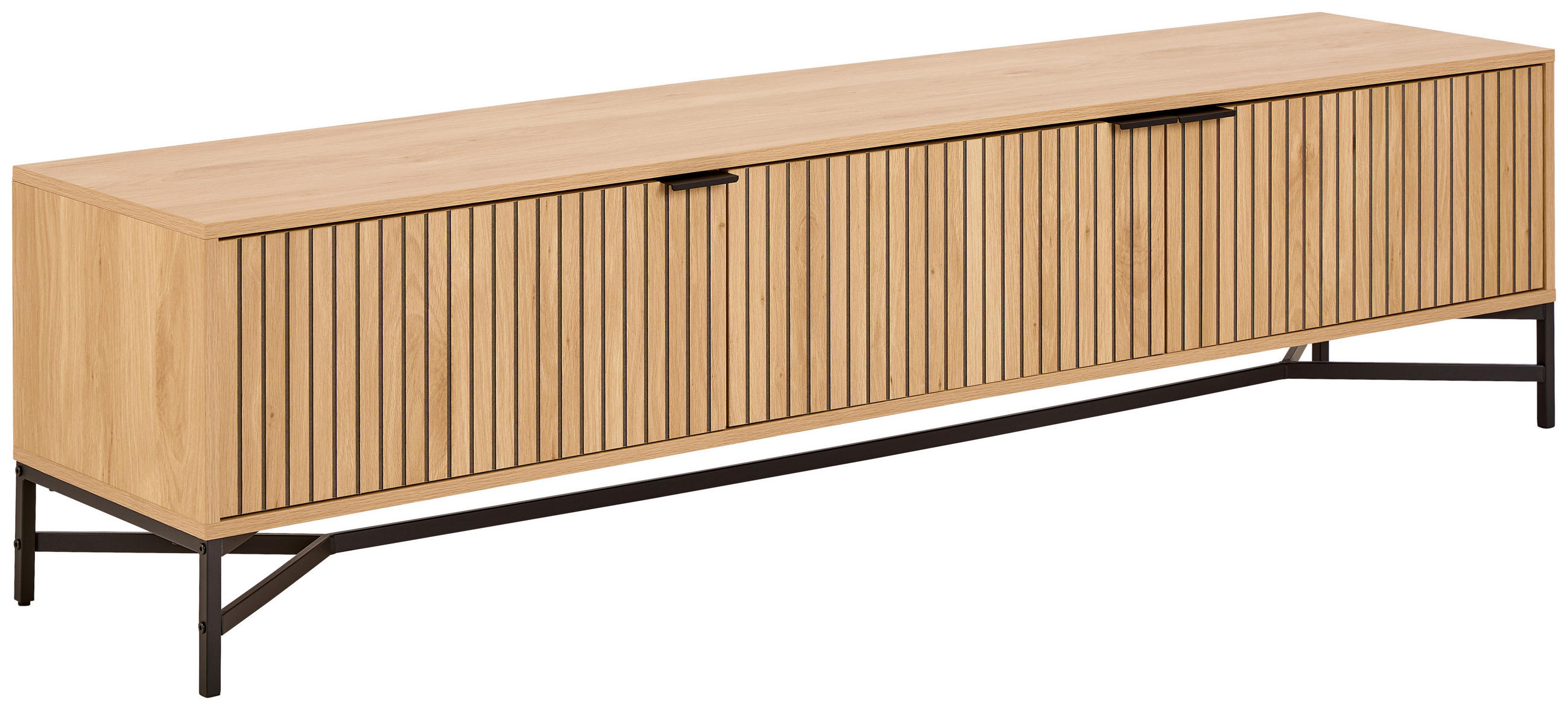 LOWBOARD - Schwarz/Naturfarben, Design, Holzwerkstoff/Metall (176,4/45/40cm)