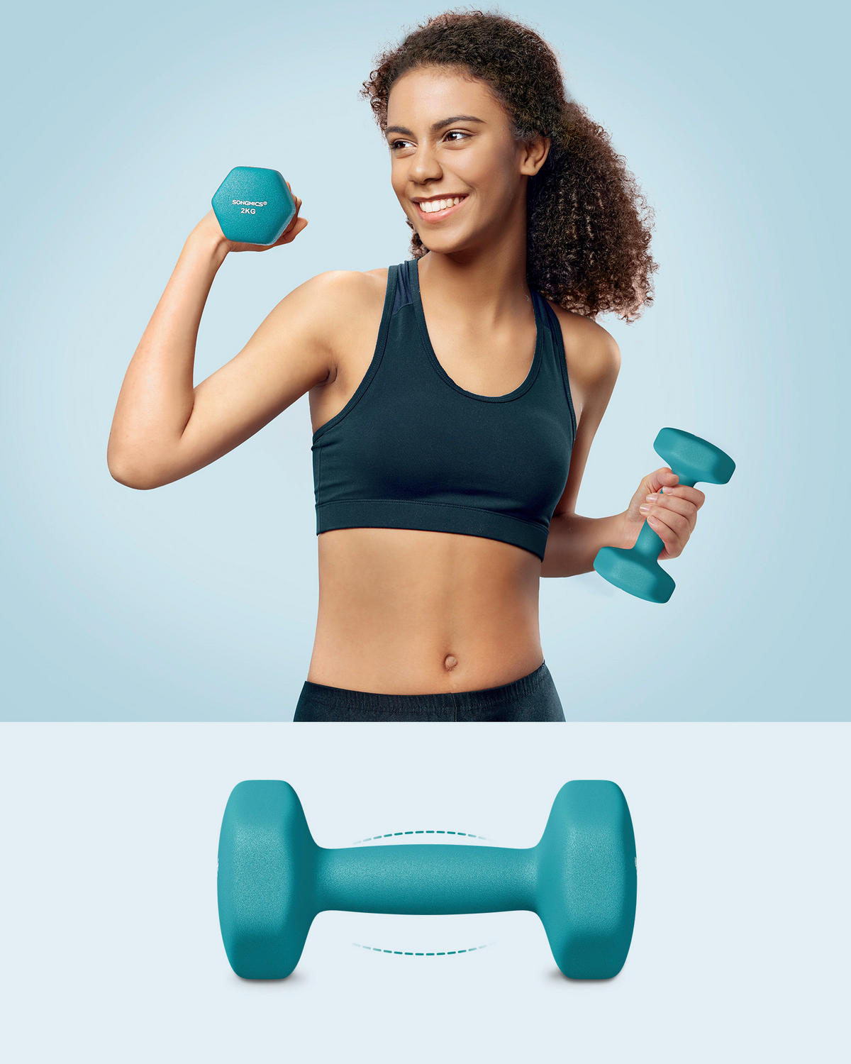 FITNESS-SET - Blau/Grau, Basics, Metall (38.5/14.5/35.5cm)