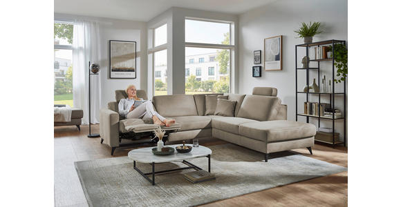 ECKSOFA Dieter Knoll Beigebraun Mikrofaser  - Beigebraun/Schwarz, Design, Textil/Metall (269/238cm) - Dieter Knoll