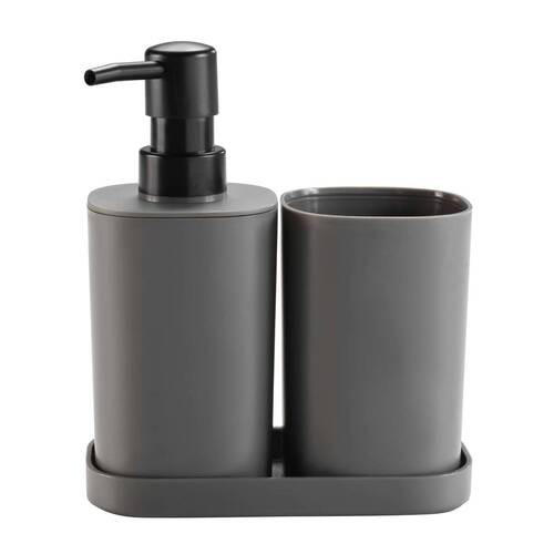 SET KUPATILSKIH POTREPŠTINA - tamnosiva, Osnovno, plastika (8/12cm) - Homeware