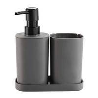 SET KUPATILSKIH POTREPŠTINA - tamnosiva, Osnovno, plastika (8/12cm) - Homeware