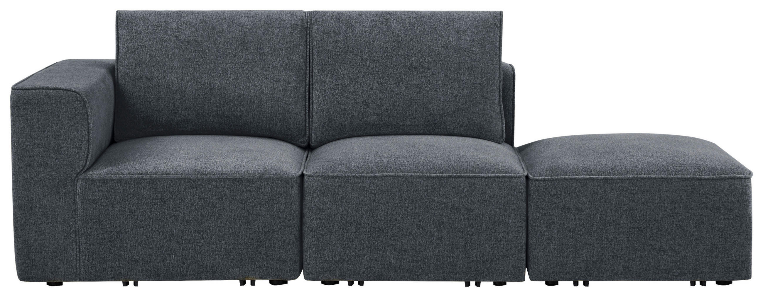 SOFA Fleece Dunkelgrau  - Dunkelgrau/Schwarz, Design, Holz/Kunststoff (230,5/65/90cm) - Livetastic