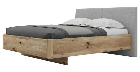 BETT 160/200 cm in Eichefarben, Grau - Eichefarben/Grau, Natur, Holz/Textil (160/200cm) - Valnatura
