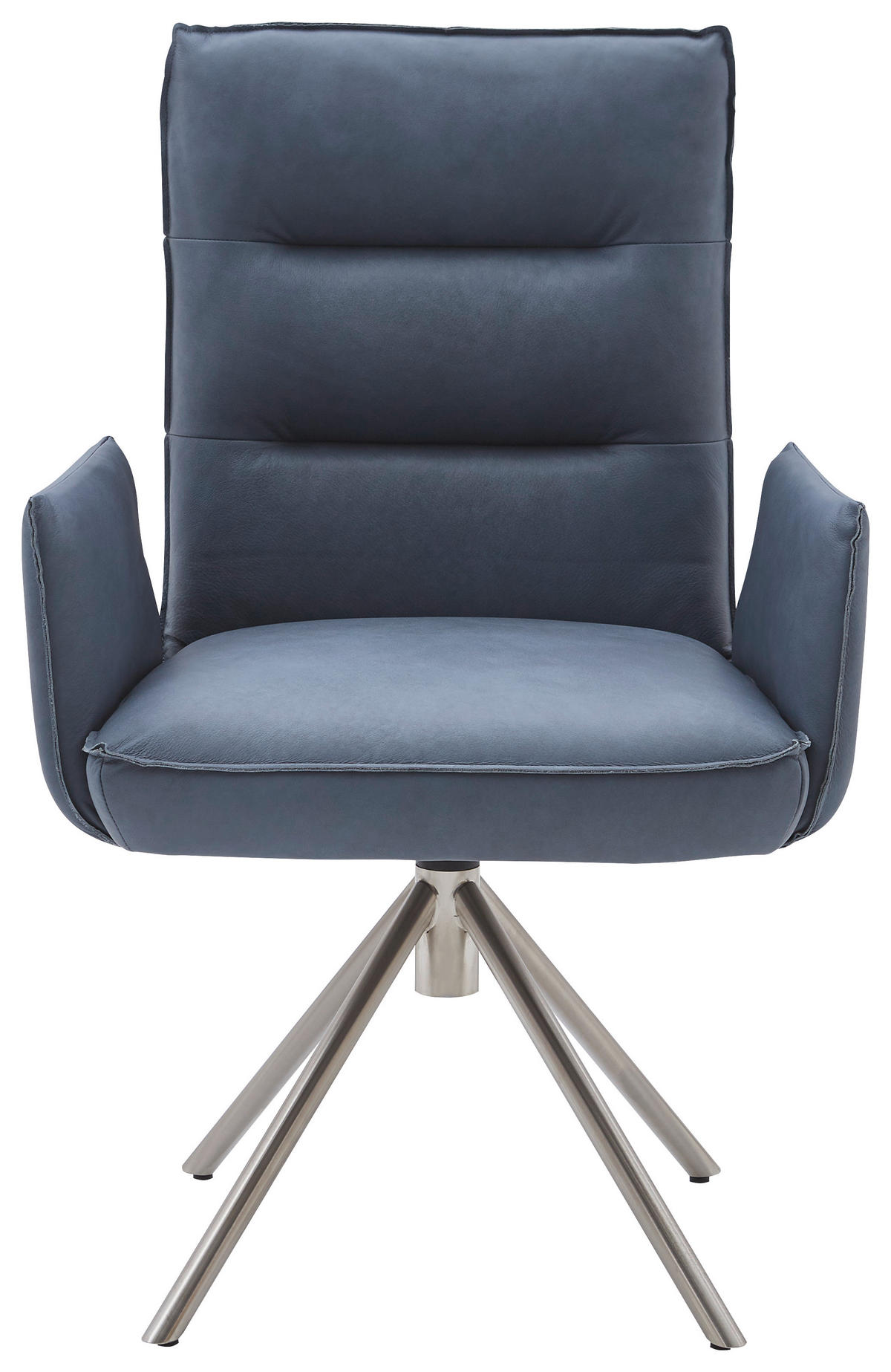 ARMLEHNSTUHL  in Echtleder pigmentiert  - Edelstahlfarben/Blaugrau, Design, Leder/Metall (59/93/59cm) - Dieter Knoll