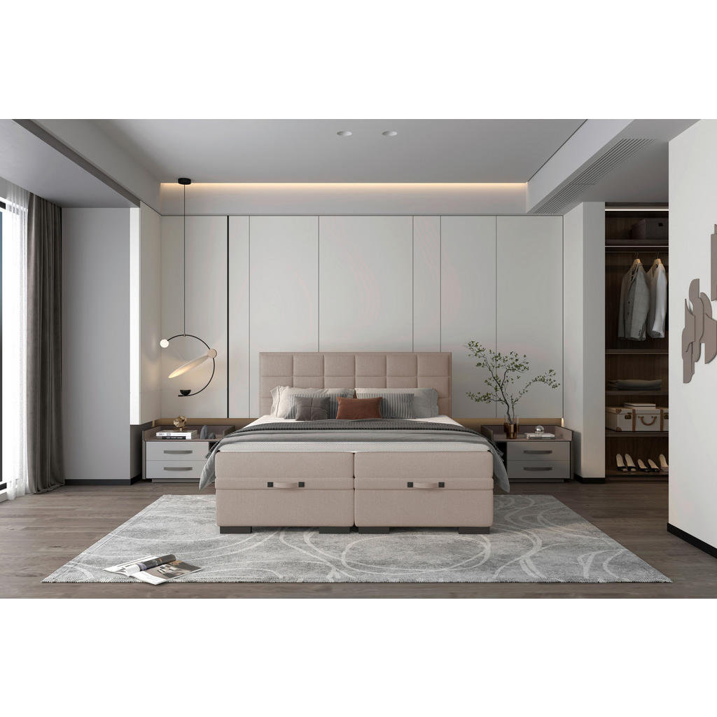 Thumbnail - home24 Boxspringbett, Taupe, Textil, H3, 7-Zonen, Höhe ca. 17 cm, 180x200 cm, Fsc, Reach, Made in EU, Oeko-Tex® Standard...