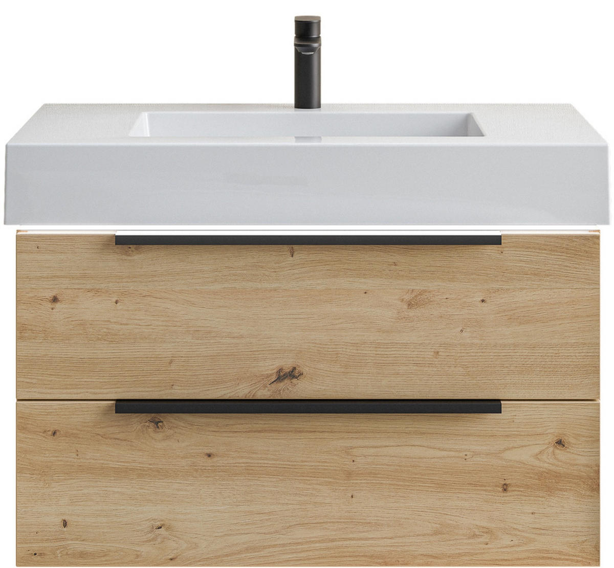 WASCHTISCHKOMBI 85 cm  - Schwarz/Weiß, KONVENTIONELL, Holzwerkstoff/Stein (85cm) - Dieter Knoll