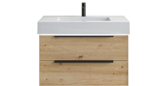 WASCHTISCHKOMBI 85 cm  - Schwarz/Weiß, KONVENTIONELL, Holzwerkstoff/Stein (85cm) - Dieter Knoll