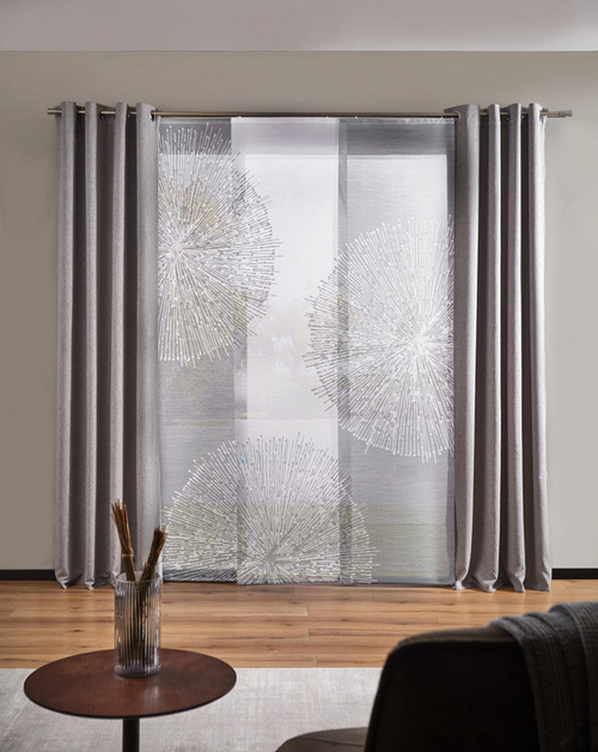 ZÁVĚS S OČKY, neprůsvitné, 140/250 cm - světle šedá, Basics, textil (140/250cm) - Esprit
