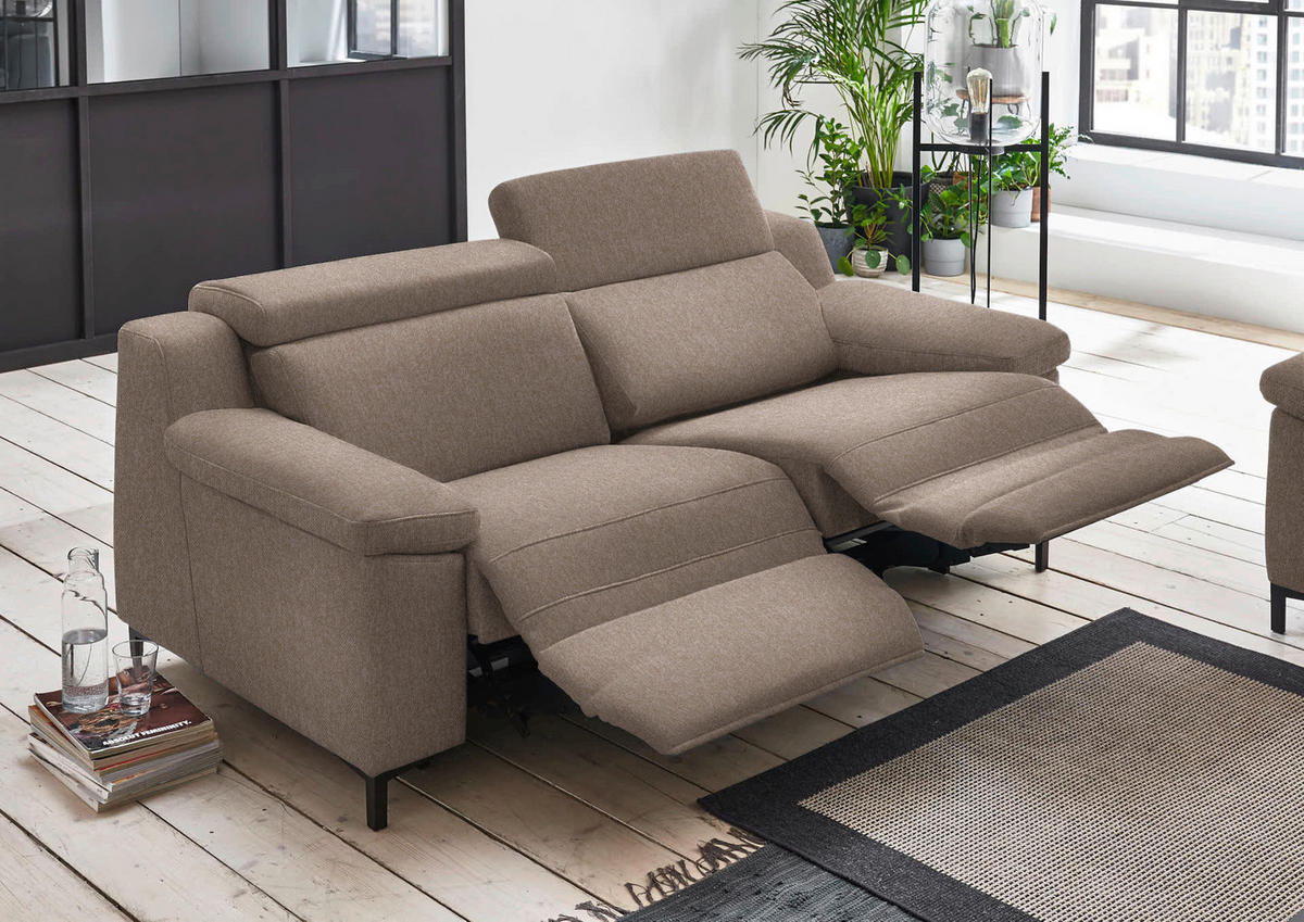2,5-SITZER in Chenille Hellbraun  - Hellbraun/Schwarz, Design, Textil/Metall (188/84-104/104cm) - Valdera