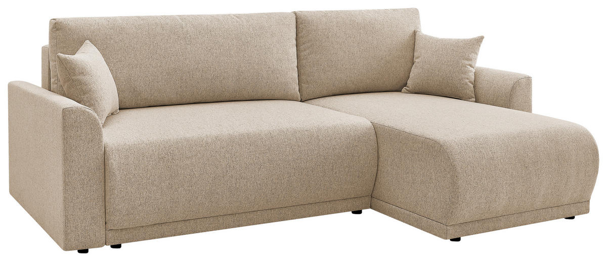 ECKSOFA KIMMY Beige Flachgewebe Zierkissen, Rückenkissen, Bettkasten  - Beige/Schwarz, Design, Kunststoff/Textil (233/146cm) - P & B