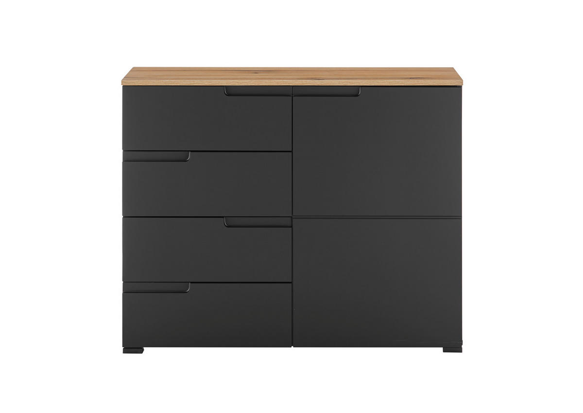 KOMMODE  in 100/80/40 cm  - Eichefarben/Schwarz, Design, Holzwerkstoff/Kunststoff (100/80/40cm) - home24