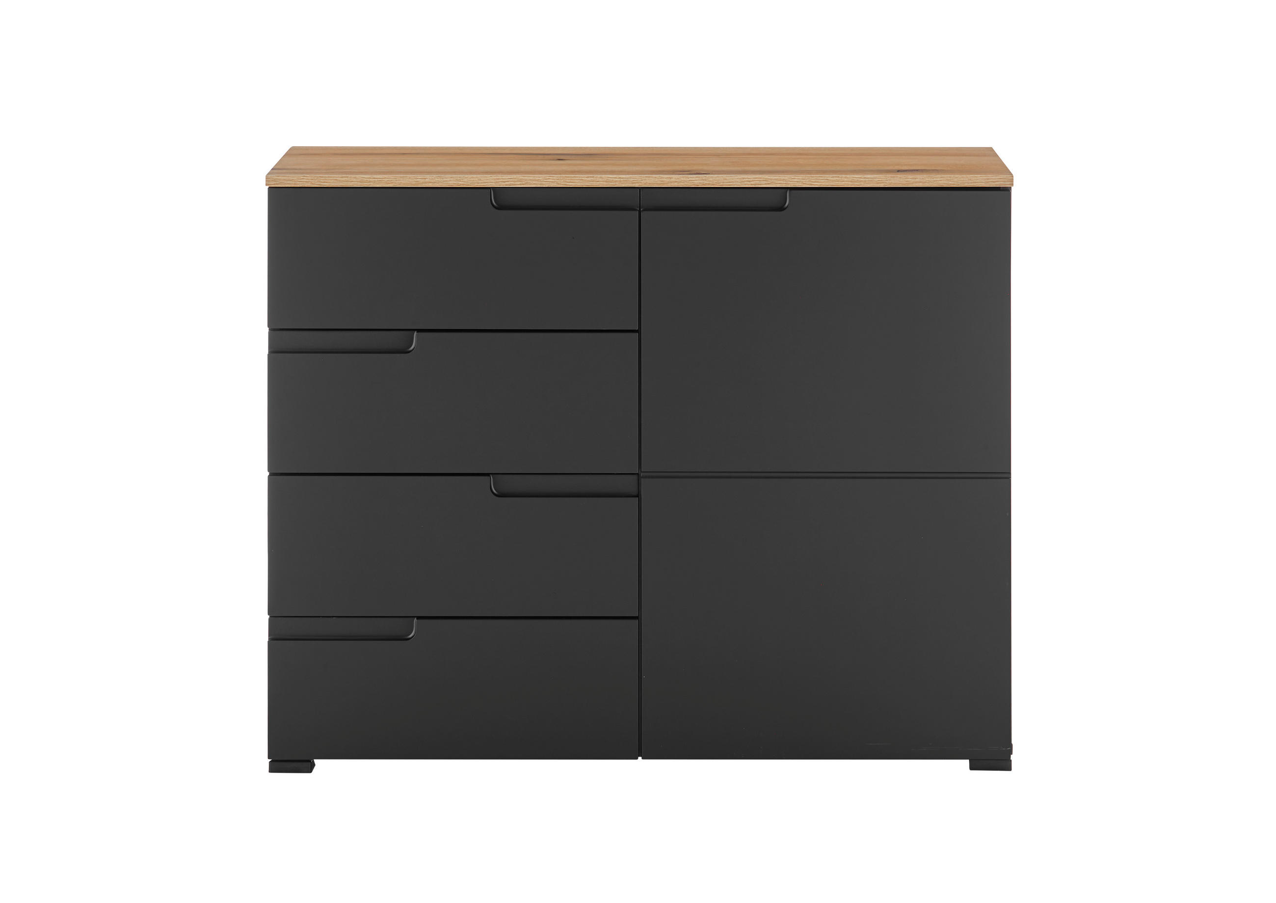 home24 KOMODA, čierna, farba duba, 100/80/40 cm