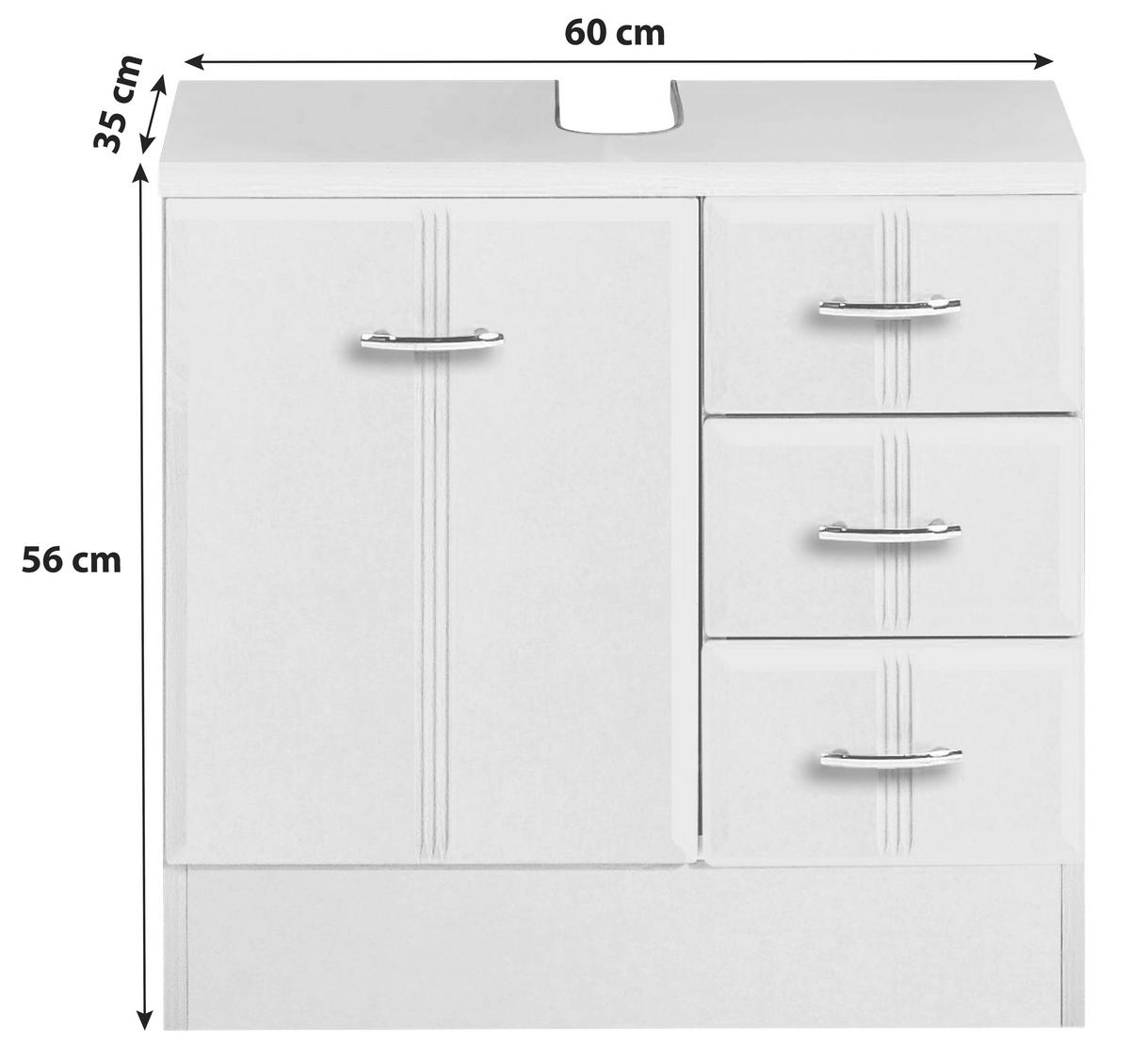 Waschbeckenunterschrank 1-türig mit 3 Schubladen