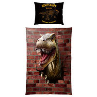 DETSKÉ OBLIEČKY DINOSAURUS 140/200 cm  - čierna/červená, Konventionell, textil (140/200cm)