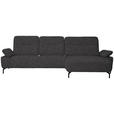 ECKSOFA in Chenille, Flachgewebe Dunkelgrau  - Dunkelgrau/Schwarz, Design, Textil/Metall (318/165cm) - Xora