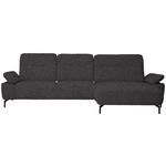 ECKSOFA in Chenille, Flachgewebe Dunkelgrau  - Dunkelgrau/Schwarz, Design, Textil/Metall (318/165cm) - Xora