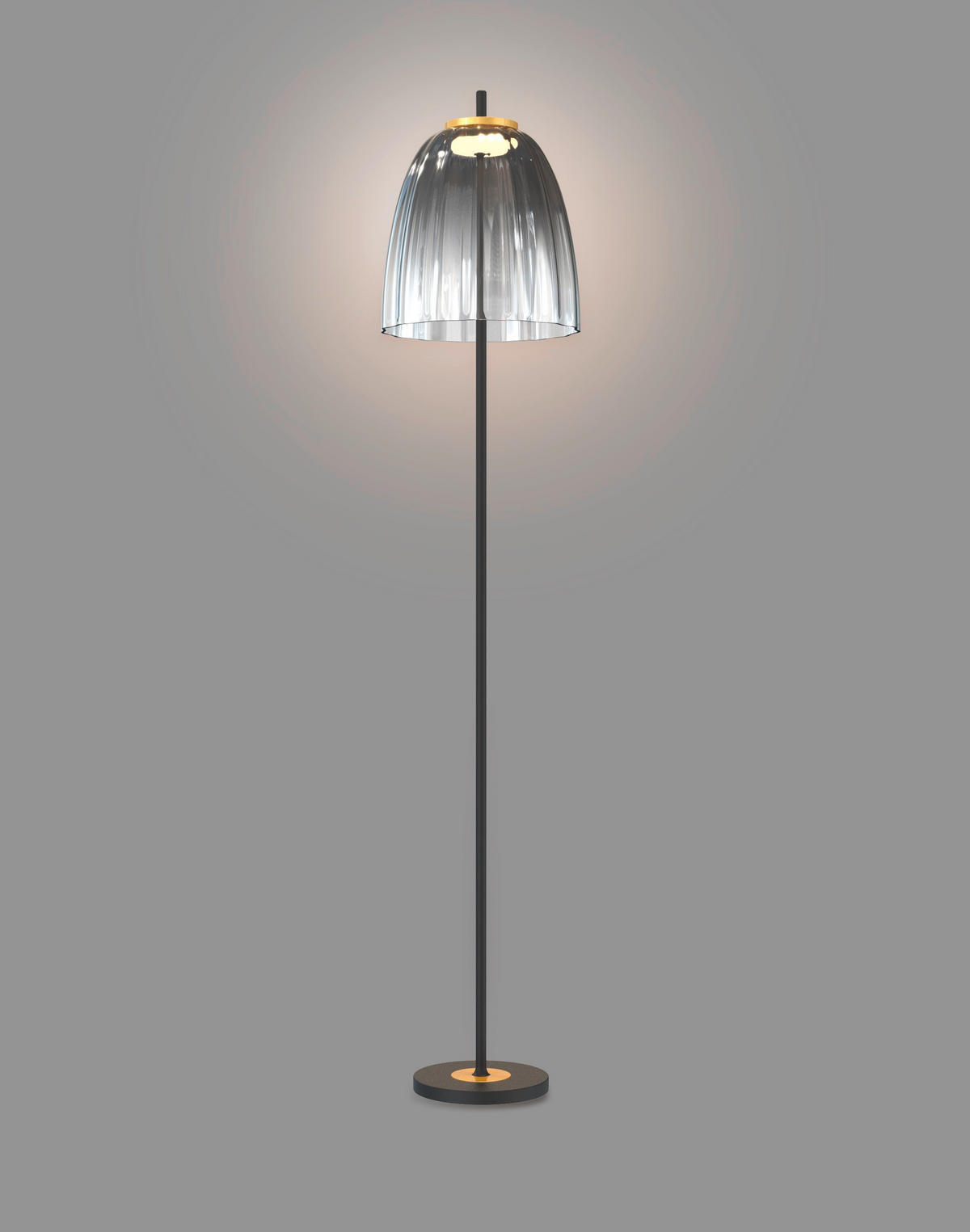 LED-STEHLEUCHTE Valence 30/150 cm  - Goldfarben/Schwarz, Design, Glas/Metall (30/150cm) - Wofi