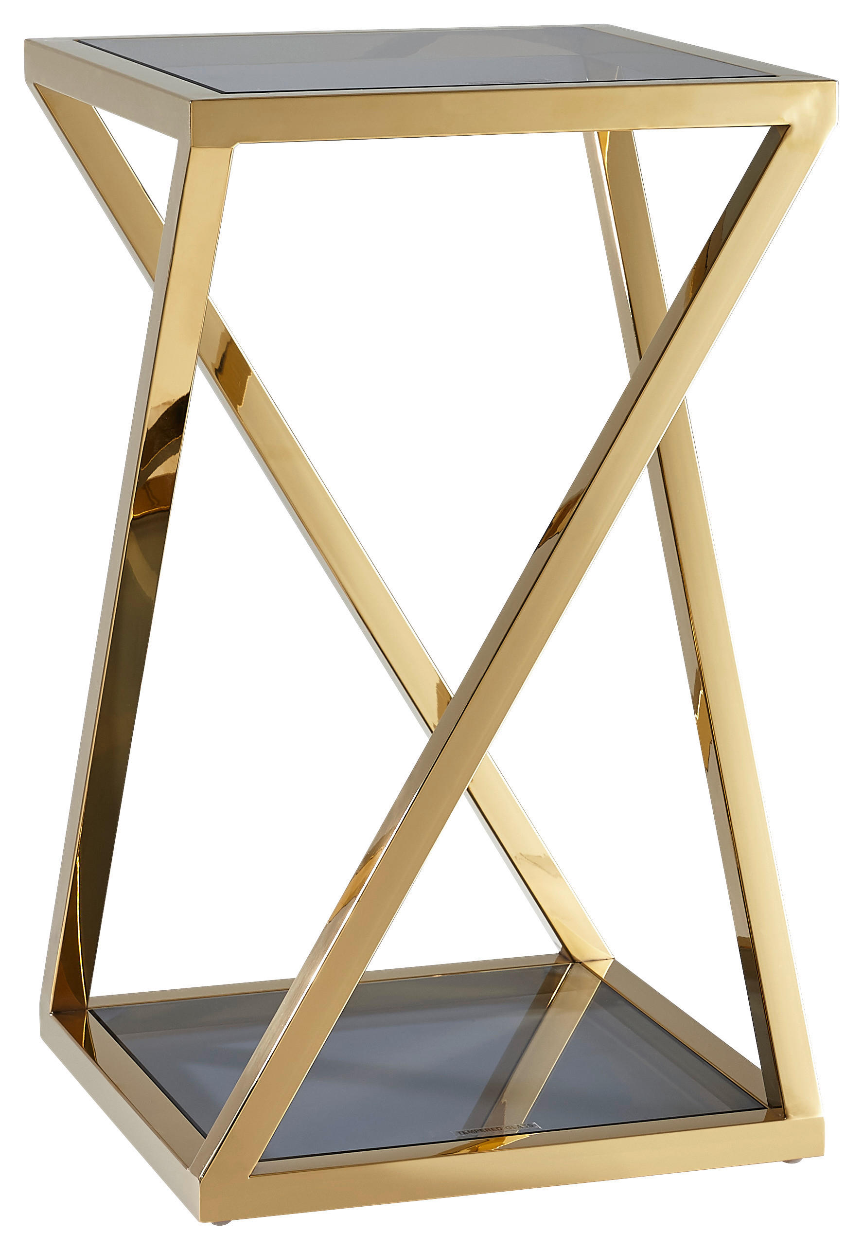 BLUMENSÄULE Metall, Glas - Blau/Goldfarben, Design, Glas/Metall (30/30/50cm) - Xora