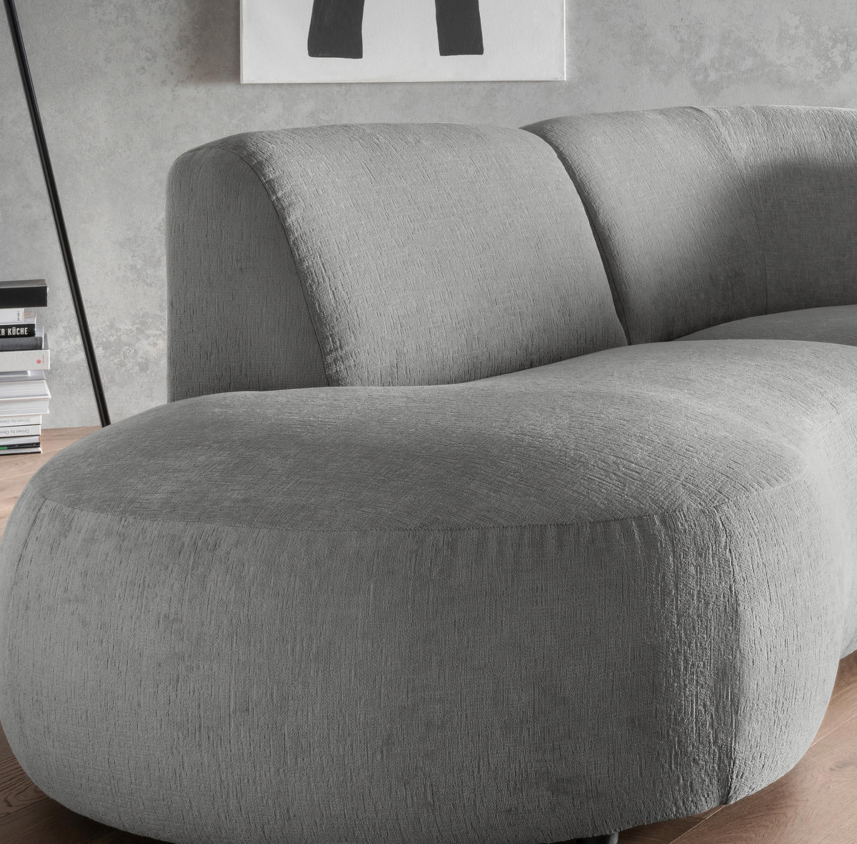 ECKSOFA in Mikrofaser Graubraun  - Graubraun/Schwarz, Modern, Kunststoff/Textil (182/276cm) - Livetastic
