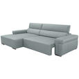 ECKSOFA DUA in Echtleder Hellgrau  170/293 cm  - Chromfarben/Hellgrau, Design, Leder/Metall (170/293cm) - Novel