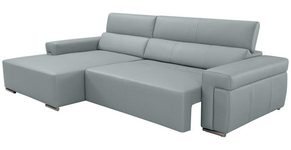 ECKSOFA DUA in Echtleder Hellgrau  170/293 cm  - Chromfarben/Hellgrau, Design, Leder/Metall (170/293cm) - Novel