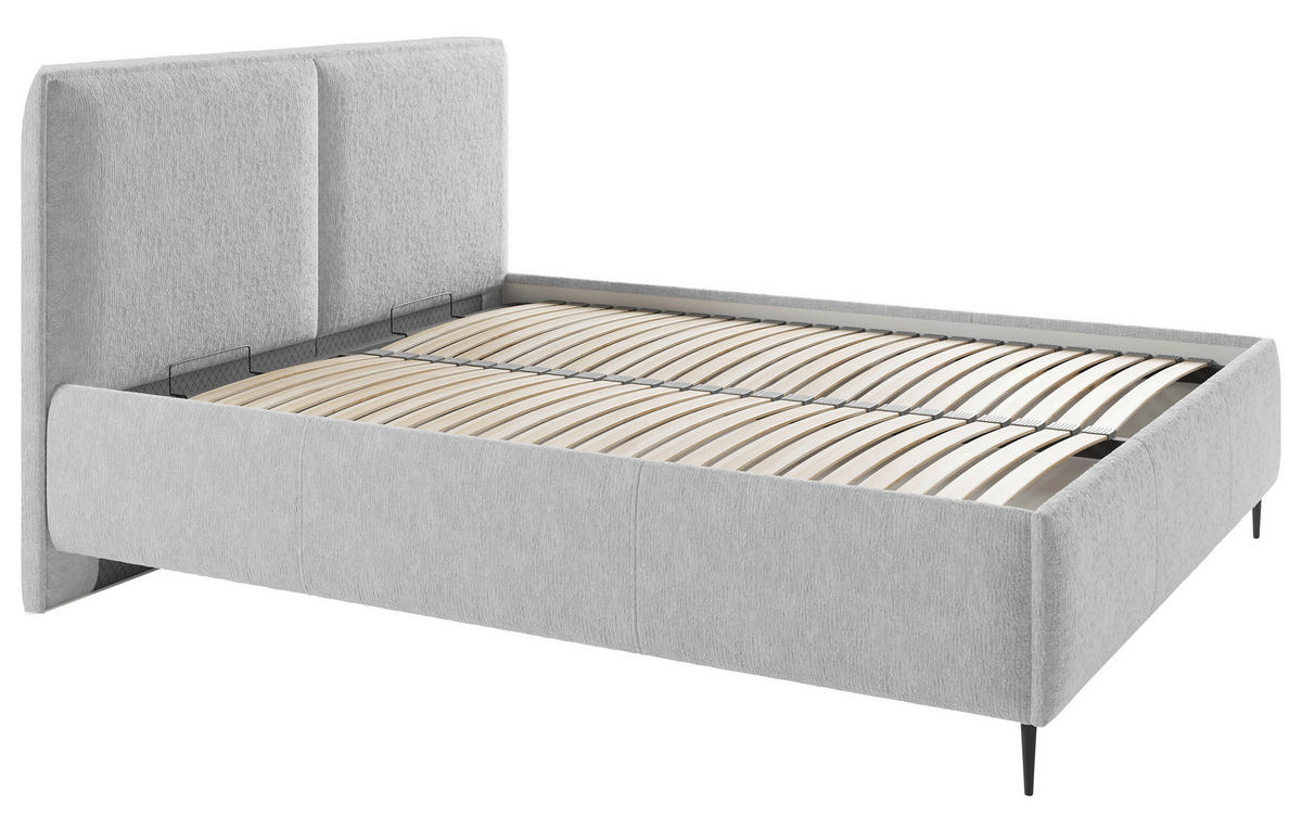 ČALOUNĚNÁ POSTEL, 180/200 cm, šedá - šedá/černá, Moderní, kov/dřevo (180/200cm) - MID.YOU