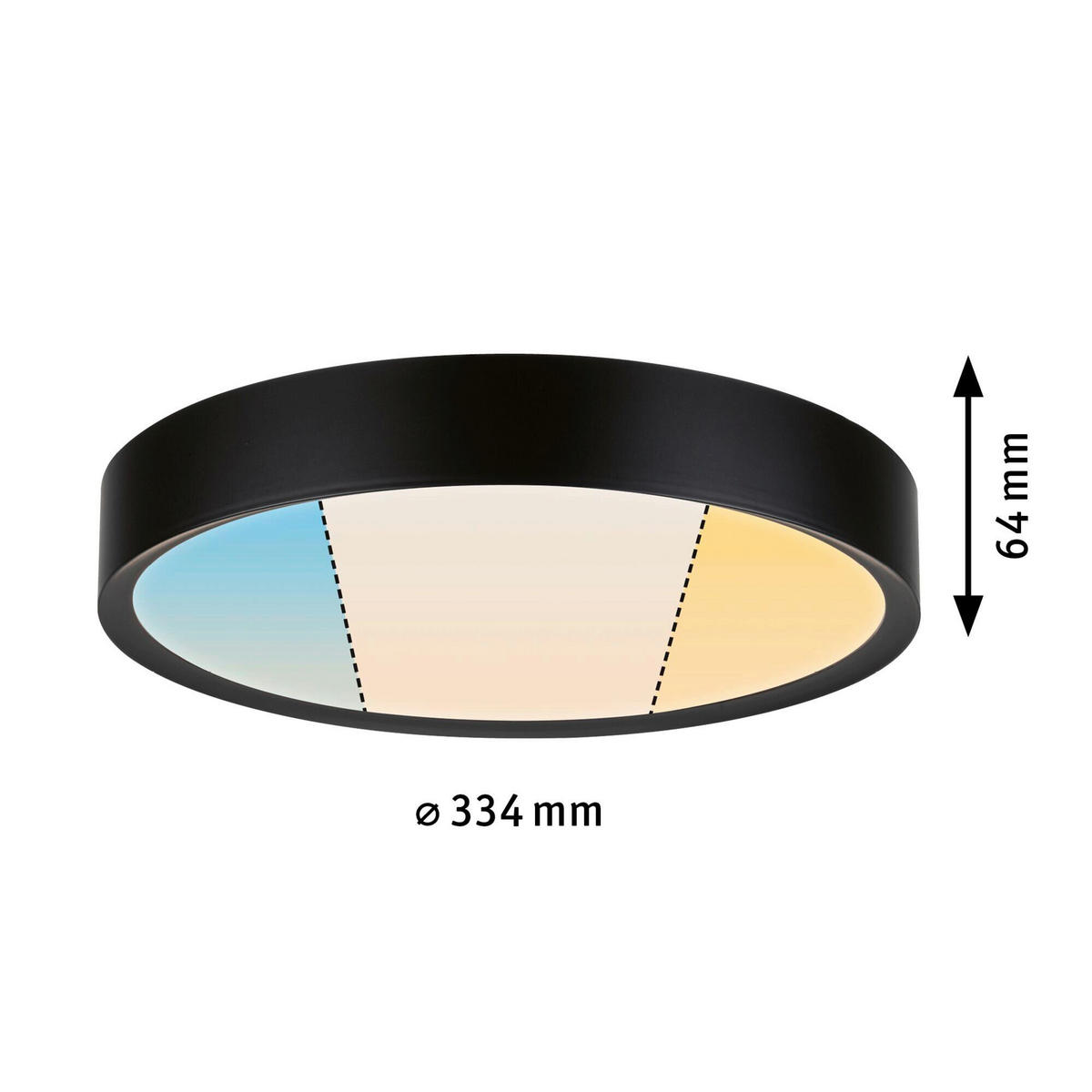 LED-DECKENLEUCHTE Tega 33,4/6,5 cm   - Schwarz, Basics, Kunststoff (33,4/6,5cm) - Paulmann
