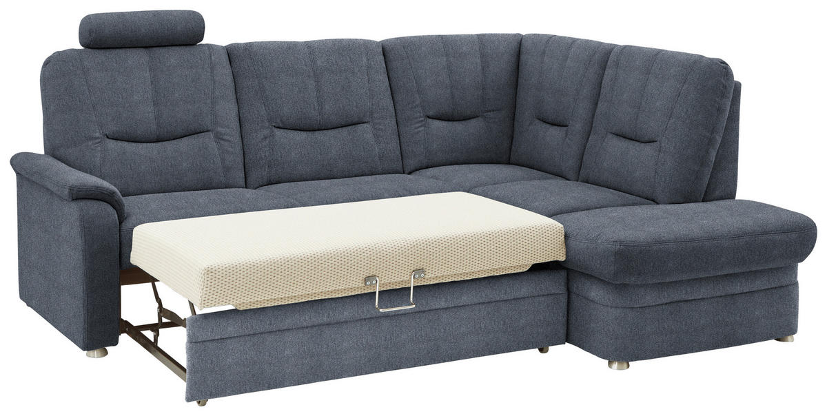ECKSOFA  in Chenille Blaugrau  235/185 cm  - Blaugrau/Schwarz, KONVENTIONELL, Kunststoff/Textil (235/185cm) - Beldomo Comfort