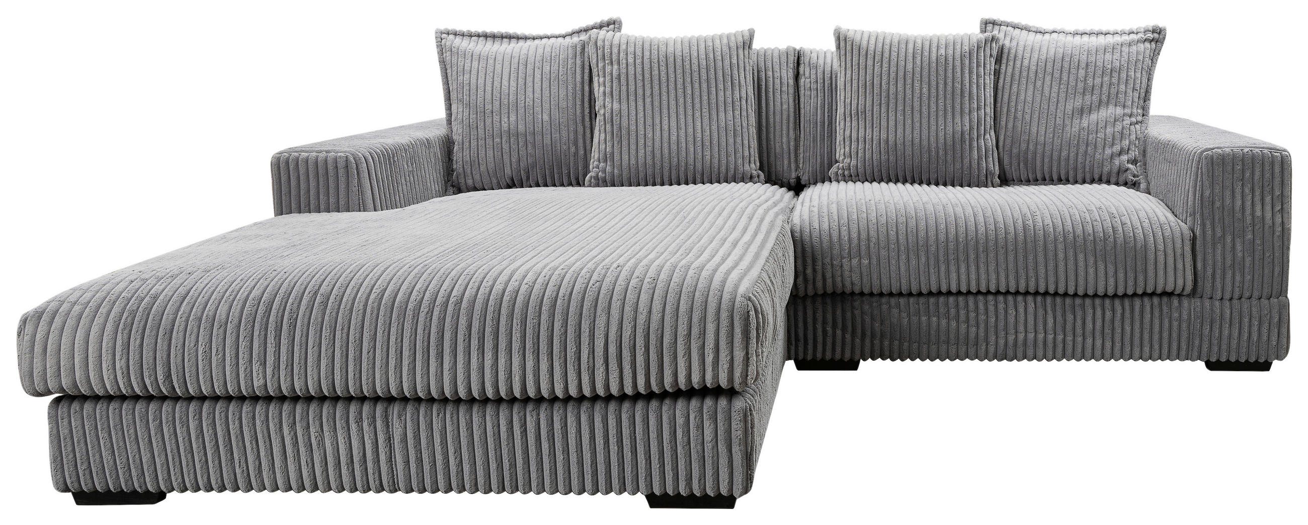 ECKSOFA in Cord Grau  195/285 cm  - Schwarz/Grau, Design, Kunststoff/Textil (195/285cm) - MID.YOU