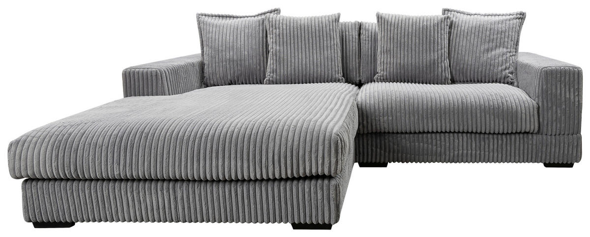 ECKSOFA Grau Cord  - Schwarz/Grau, Design, Kunststoff/Textil (195/285cm) - MID.YOU