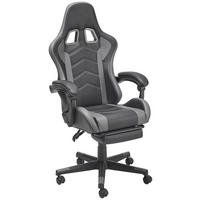 GAMINGSTUHL  in Lederlook Grau, Schwarz  - Schwarz/Grau, Lifestyle, Kunststoff/Textil (64/124-134/70cm) - MID.YOU