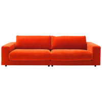 3-SITZER-SOFA Chenille Orange  - Schwarz/Orange, Design, Kunststoff/Textil (290/86/127cm) - Lomoco
