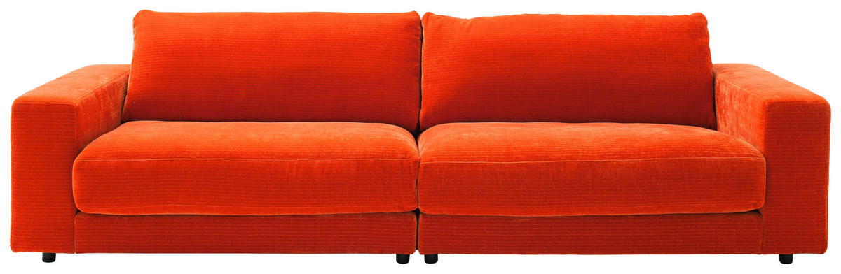 3-SITZER-SOFA Chenille Orange  - Schwarz/Orange, Design, Kunststoff/Textil (290/86/127cm) - Lomoco
