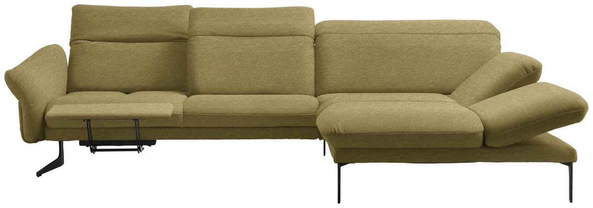 ECKSOFA in Webstoff Hellgrün  - Anthrazit/Hellgrün, Design, Textil/Metall (299/203cm) - Himolla