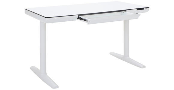 SCHREIBTISCH 140/70/73-118 cm in Weiß - Weiß, Design, Holzwerkstoff/Kunststoff (140/70/73-118cm) - Novel