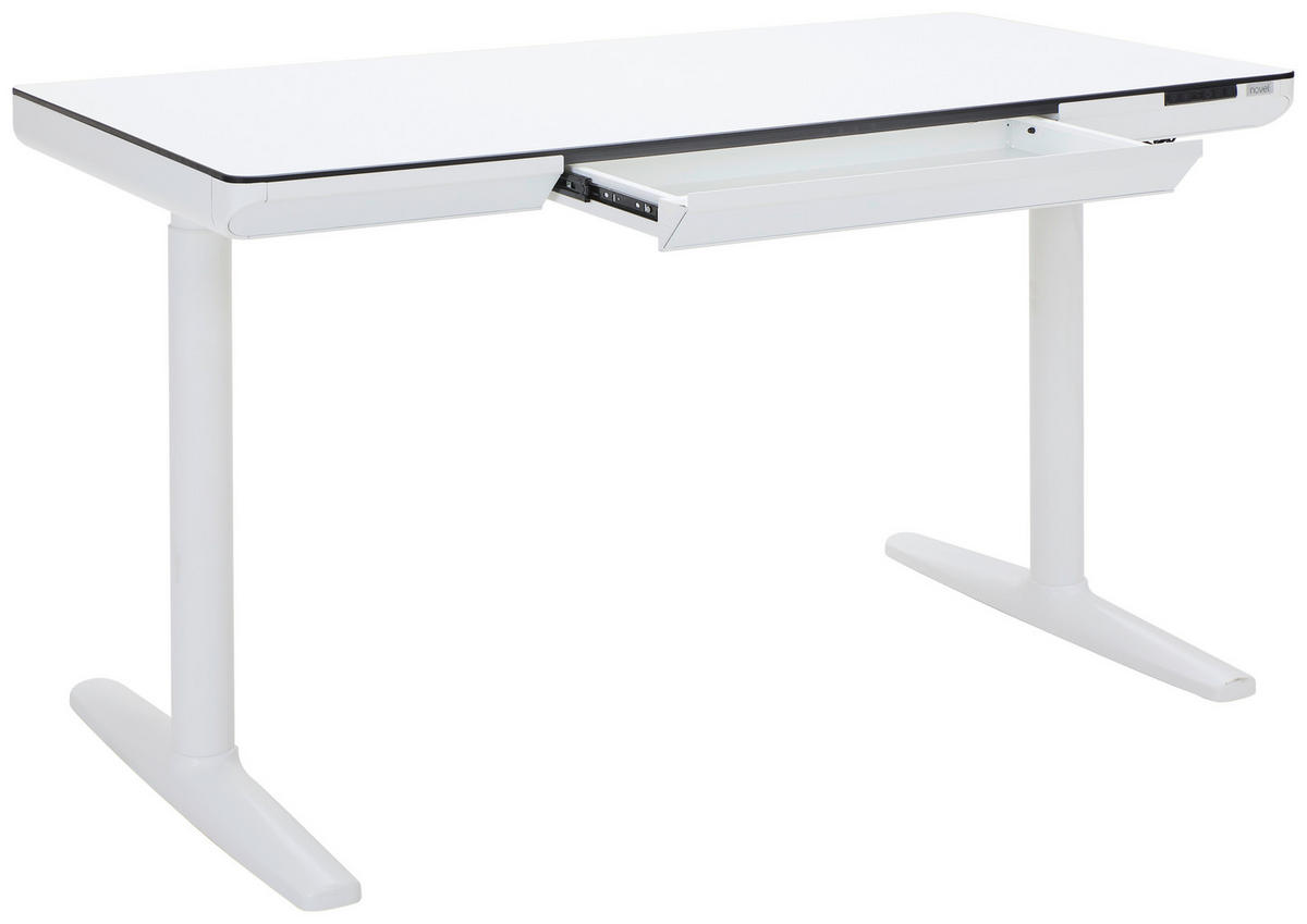 SKRIVBORD 140/70/73-118 cm  i vit  - vit, Design, metall/trämaterial (140/70/73-118cm) - Novel