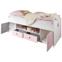 OTROŠKA/MLADINSKA POSTELJA 204/74/95 cm  - roza/bela, Konvencionalno, leseni material/les (204/74/95cm) - Ti'me