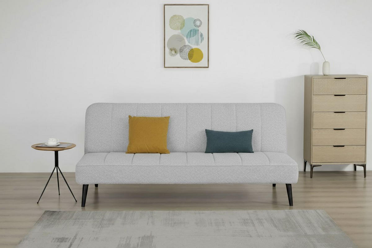 SCHLAFSOFA in Frottier Grau  - Schwarz/Grau, Design, Holz/Textil (192/82/90cm) - Livetastic