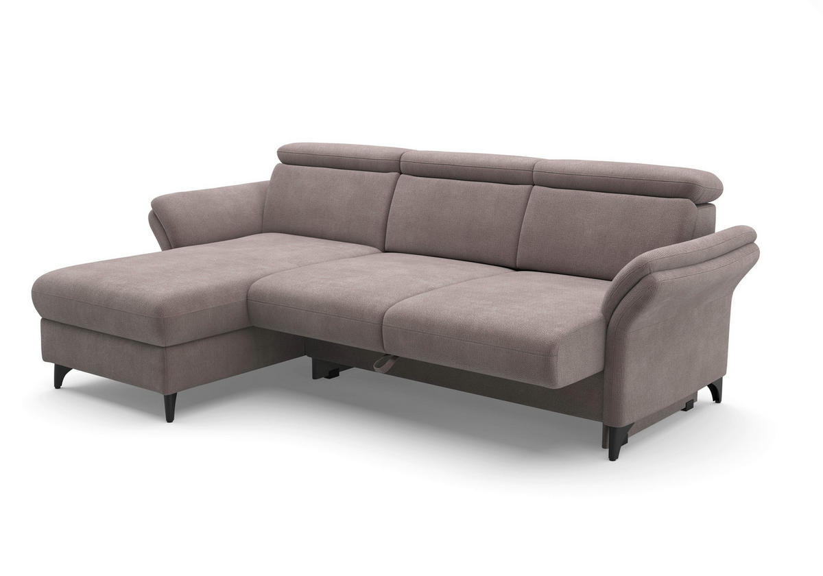 ECKSOFA GLENDALE E Taupe Flachgewebe  - Taupe/Schwarz, KONVENTIONELL, Textil/Metall (166/253cm) - Sit & More